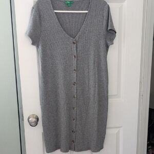 dip Gray Button-Down Knit Dress
